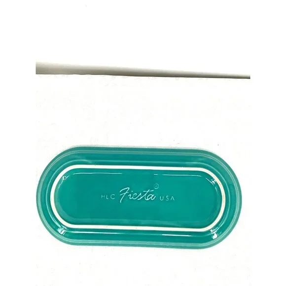 Fiesta HLC USA Turquoise Oval Bre Serving Platter 12" x 5 3/4" Ceramic Dinnerwar - Picture 4 of 6